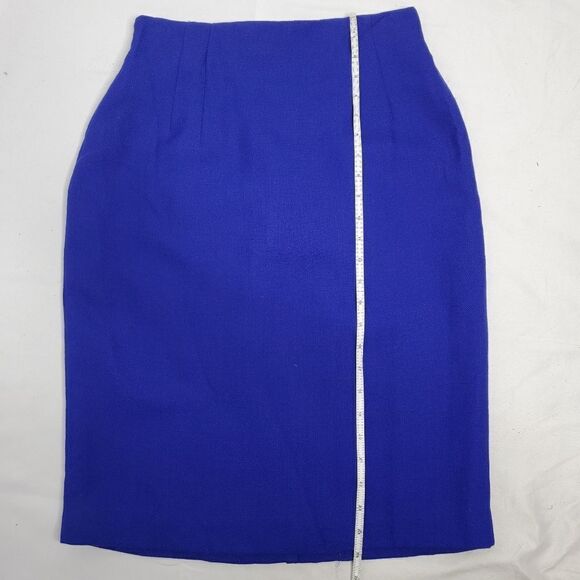 VINTAGE 90s royal blue skirt elastic waist knee length pencil M - Picture 12 of 12
